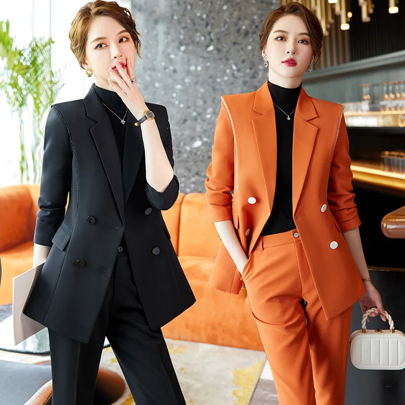 

Orange Suit Jacket Women's Small Autumn and Winter New Temperament Goddess Style Business Suit Host Tailored Suit Formal Clothes