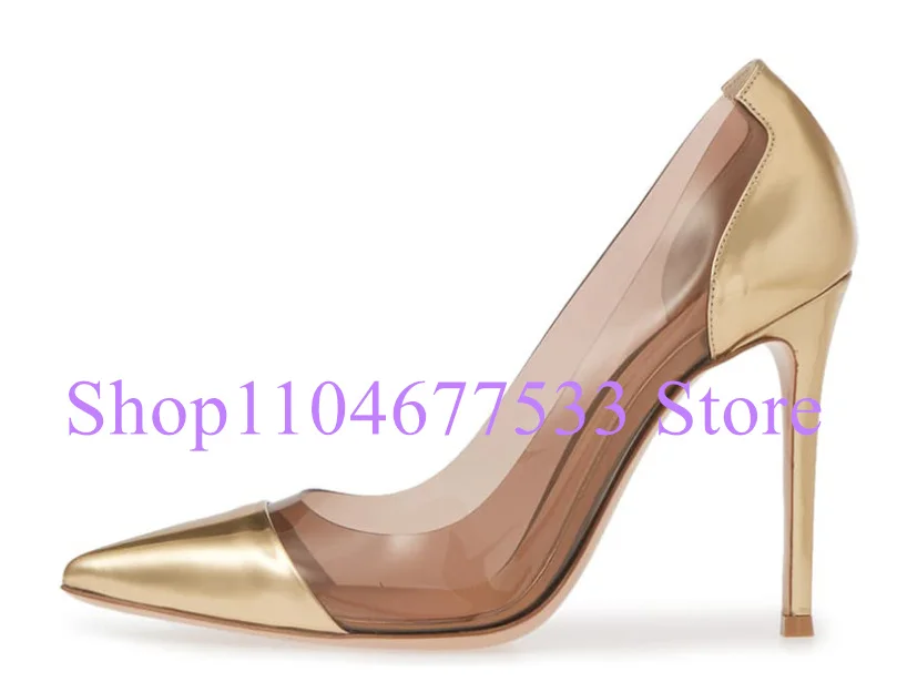 

Sexy Pointed Toe PVC Lady High Heels Shoes Fashion Woman Thin Heel Large Size Pumps Female Dress Party Shoes