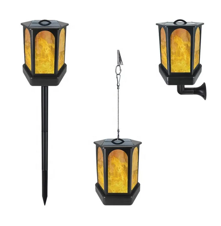 

Patio Yard Garden Decor Lantern Wall Lamp Desk Candle Landscape Lighting Outdoor 96 Led Solar Torch Light with Flickering Flame