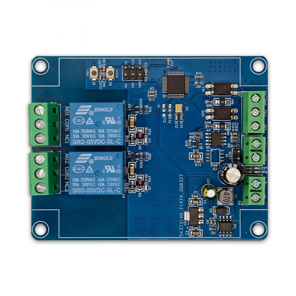 DC7-48V RS485 CAN Dual Channel Relay Module 2IN 2OUT NO NC Serial Port Control Support Modbus RTU Optocoupler Input DC3.3-24V