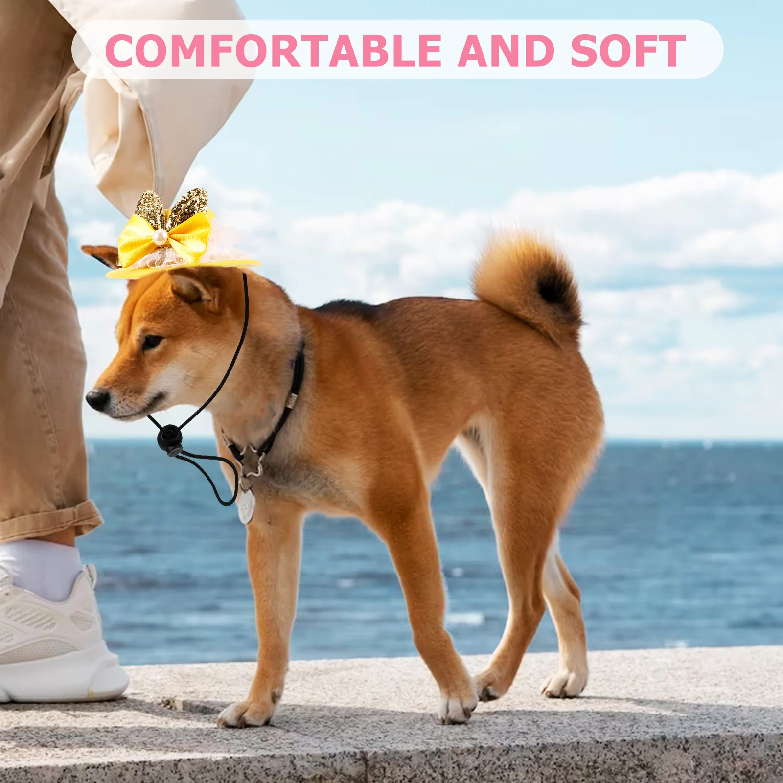 

Adjustable Easter Pet Hat Bunny Ear Bowknot Dog Cat Sun Hat Party Festival Puppy Kitten Accessory Puppy Accessory