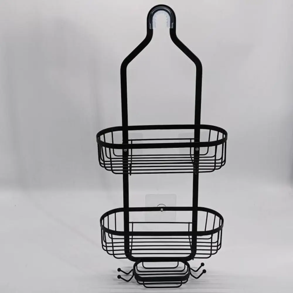 Waterproof Hooks Hanging Shower Basket Anti-Swing No Drilling Soap Holder Extra Wide Space Rustproof Soap Baskets Shampoo