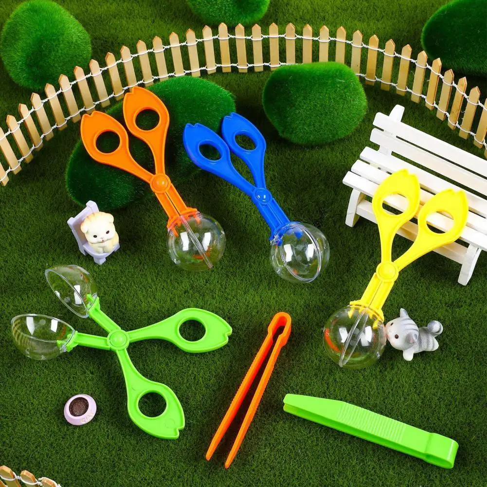 Plastic Nature Exploration Toy Kit Kids Plant Insect/ Study Tool Plastic Scissor Clamp Tweezers Small Animal Tweezers Scoopers