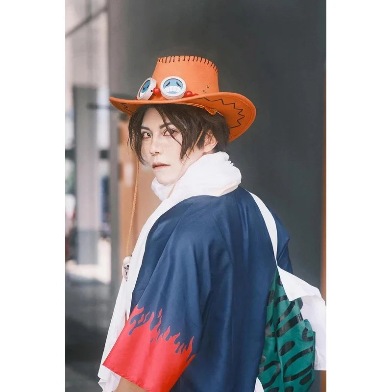 Urso den anime halloween 1 peça portgas d ace cosplay traje casaco shorts chapéu terno carnaval festa performan novo 2025