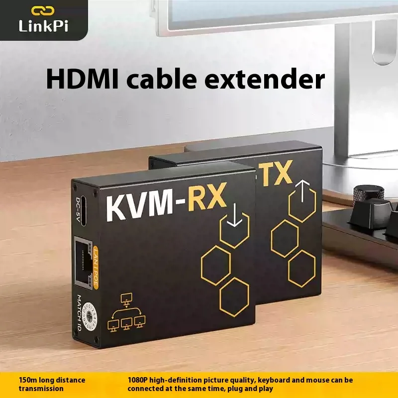 

KVM Over IP HDMI Extender 1Tx 4Rx 4K HDMI to RJ45 Keyboard/Mouse Control 100m Range