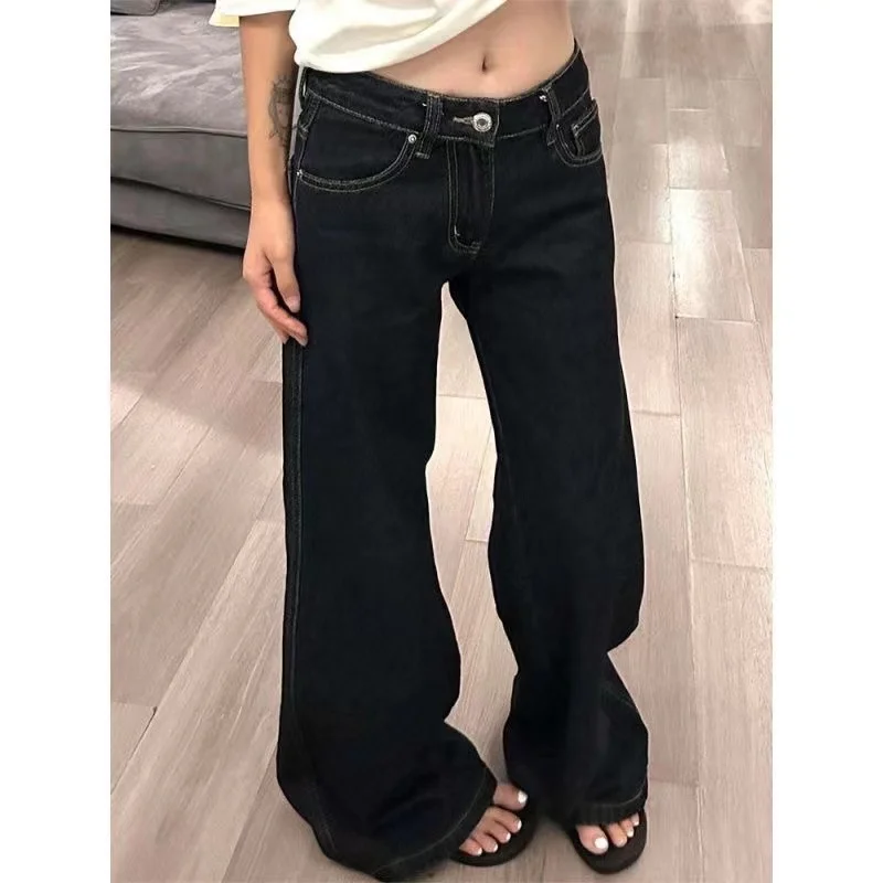

Уличная одежда, женские джинсы, новые брюки 2026, Pantalon Femme, винтажные прямые широкие брюки с высокой талией Y2k, повседневные шикарные джинсовые брюки