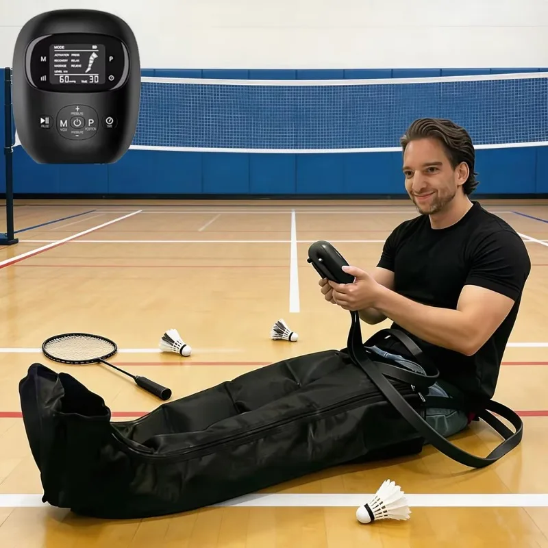 Logo 5 Chambers Air Compression Massage Boots Dual Pressure 40-220mmHg Electric Sports Recovery Leg Therapy Massager