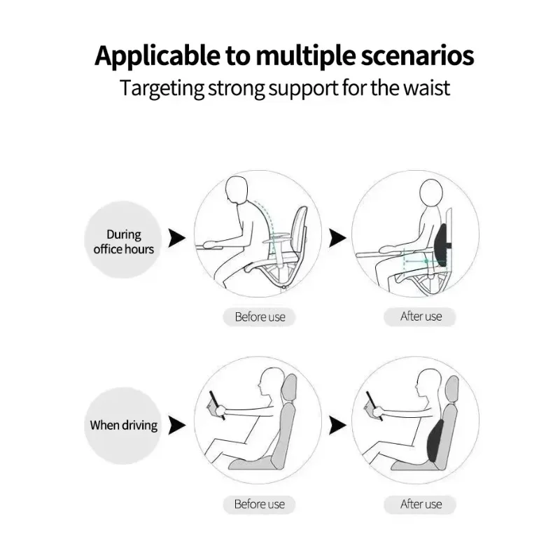 2025 Upgraded Orthopedic Memory Foam Lumbar Cushion Back Support Pillow for Car Seat Office Chair Gaming Chair - view 6