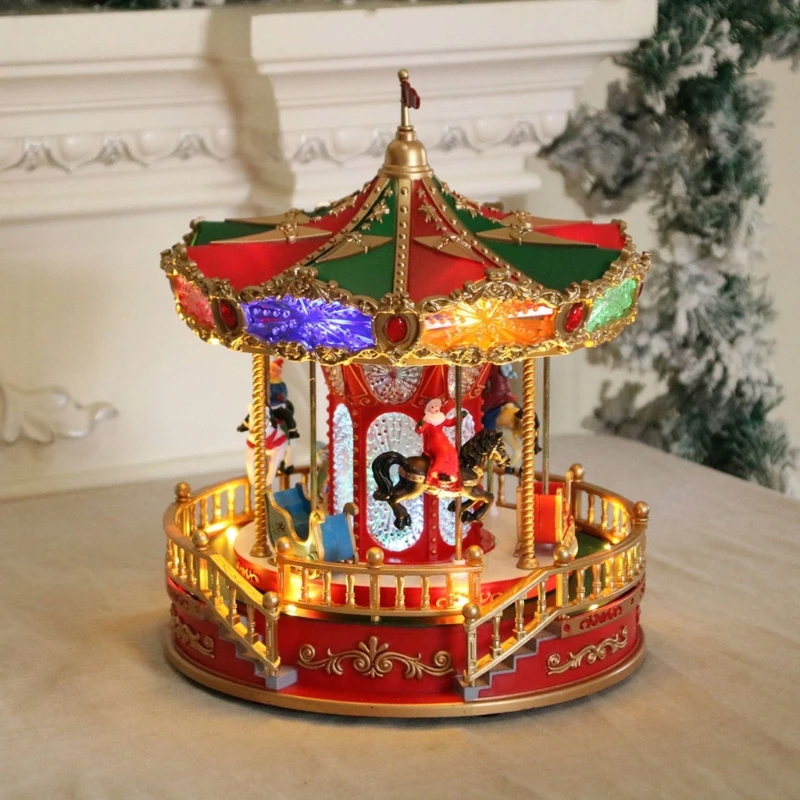 Classical Wind Up Horse Horses Music Box With Light Effects For Home Decoration Decorative Keepsakes LED Light Decors