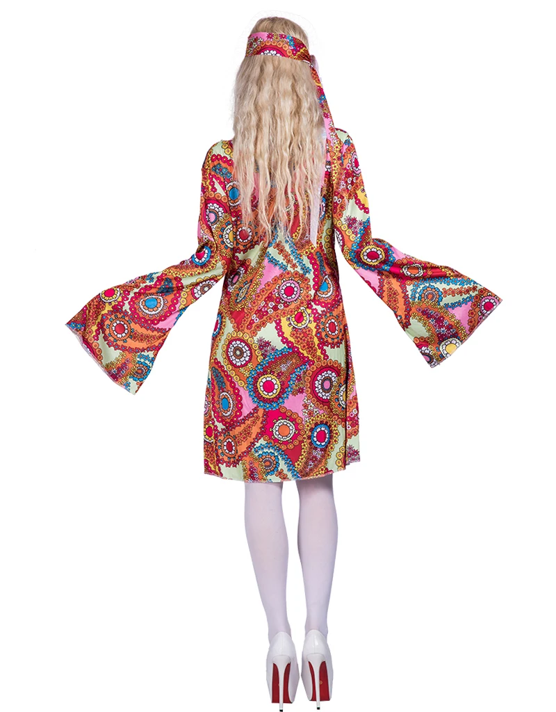 1960s Frauen Retro Hippie Cosplay Kleider Frauen Halloween Boho Kostüm Karneval Ostern Purim Phantasie Kleid