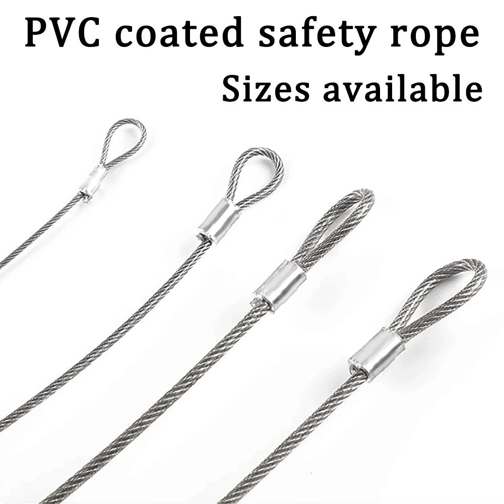 

1.5-3mm Steel Wire Rope With Loops at Both ends Stainless Steel PVC Coated Steel Wire Rope Safety Rope Clothes Hanging Rope