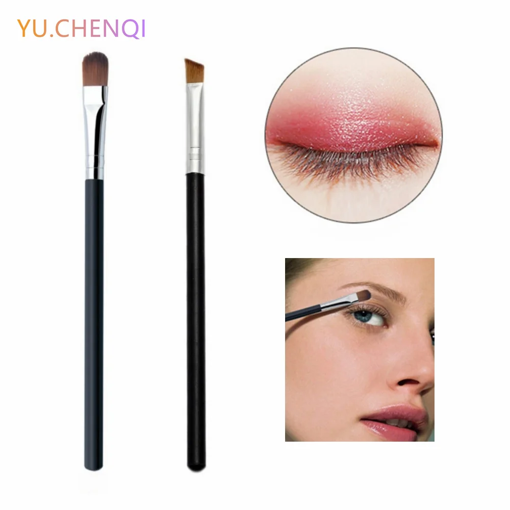 2Pcs Makeup Brushes Flat Angled Eye Shadow Powder Concealer Brush Eyeliner Eyebrow Lip Beauty Women Professional Cosmetic Tools