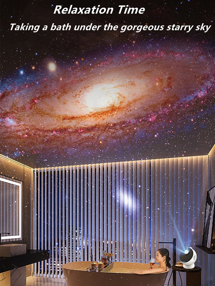 

USB Rechargeable 3D Galaxy Star Projector, Bluetooth Speaker with 10 White Noise Sounds, Atmosphere Night Light for Home Decor