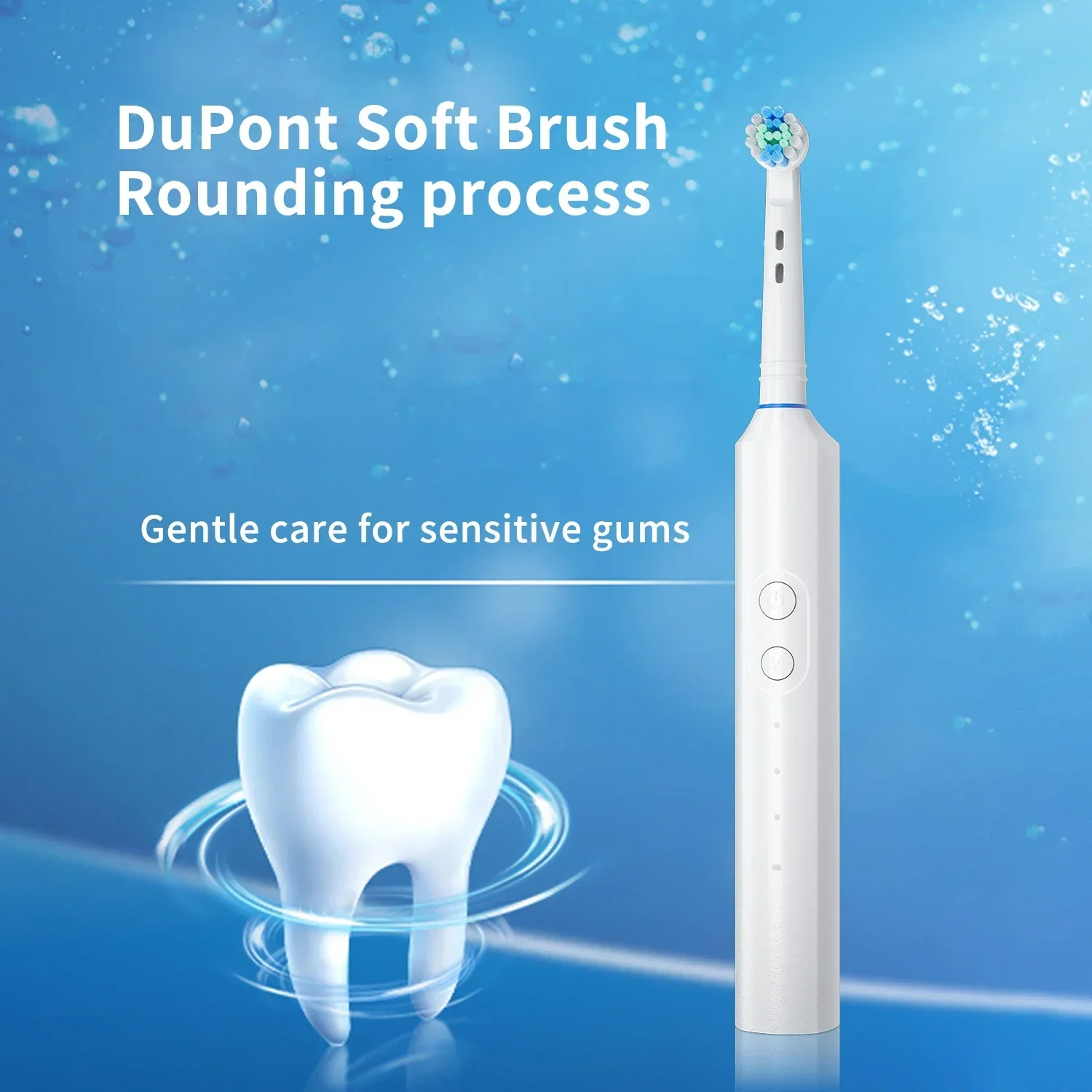 Electric Toothbrush Rotating Round Head 3 Modes USB Fast Rechargeable Adult Soft Bristled 8 Replaceable Brush Head