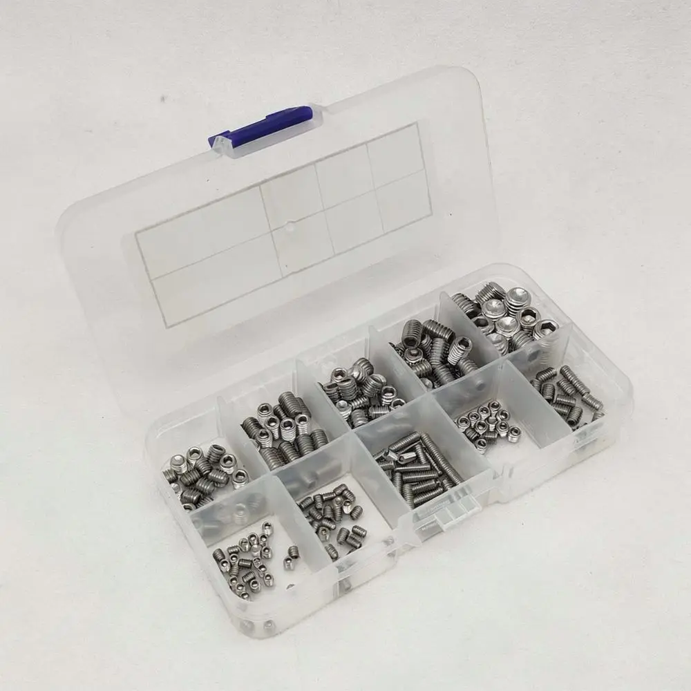 Hex Socket Grub Screws Set 304 Stainless Steel M3 M8 Cup Point Fasteners Assortment Kit For Home Hardware DIY Assembly