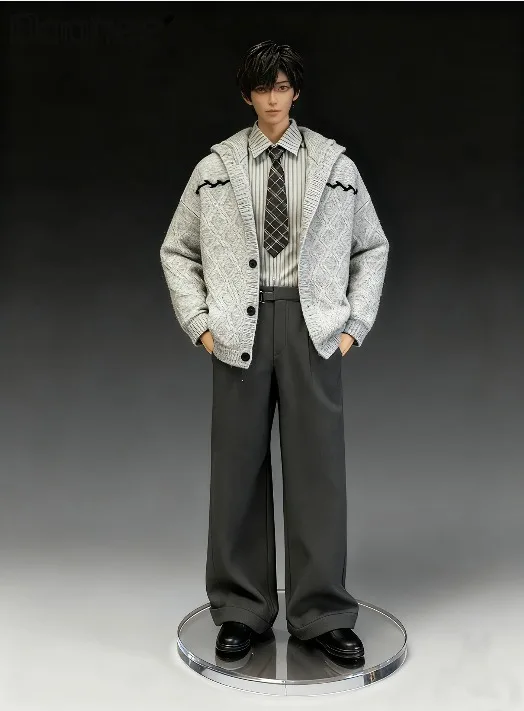 

Осень-зима 2025 г., американский ретро-стиль, серый свитер в клетку с бриллиантами, мужской свободный повседневный мягкий зелено-коричневый вязаный кардиган