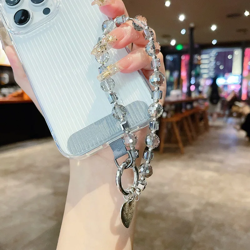 Explosive mobile phone chain Jingjing ins fashionable simple light luxury high-end crystal lanyard camera chain pendant hand rop