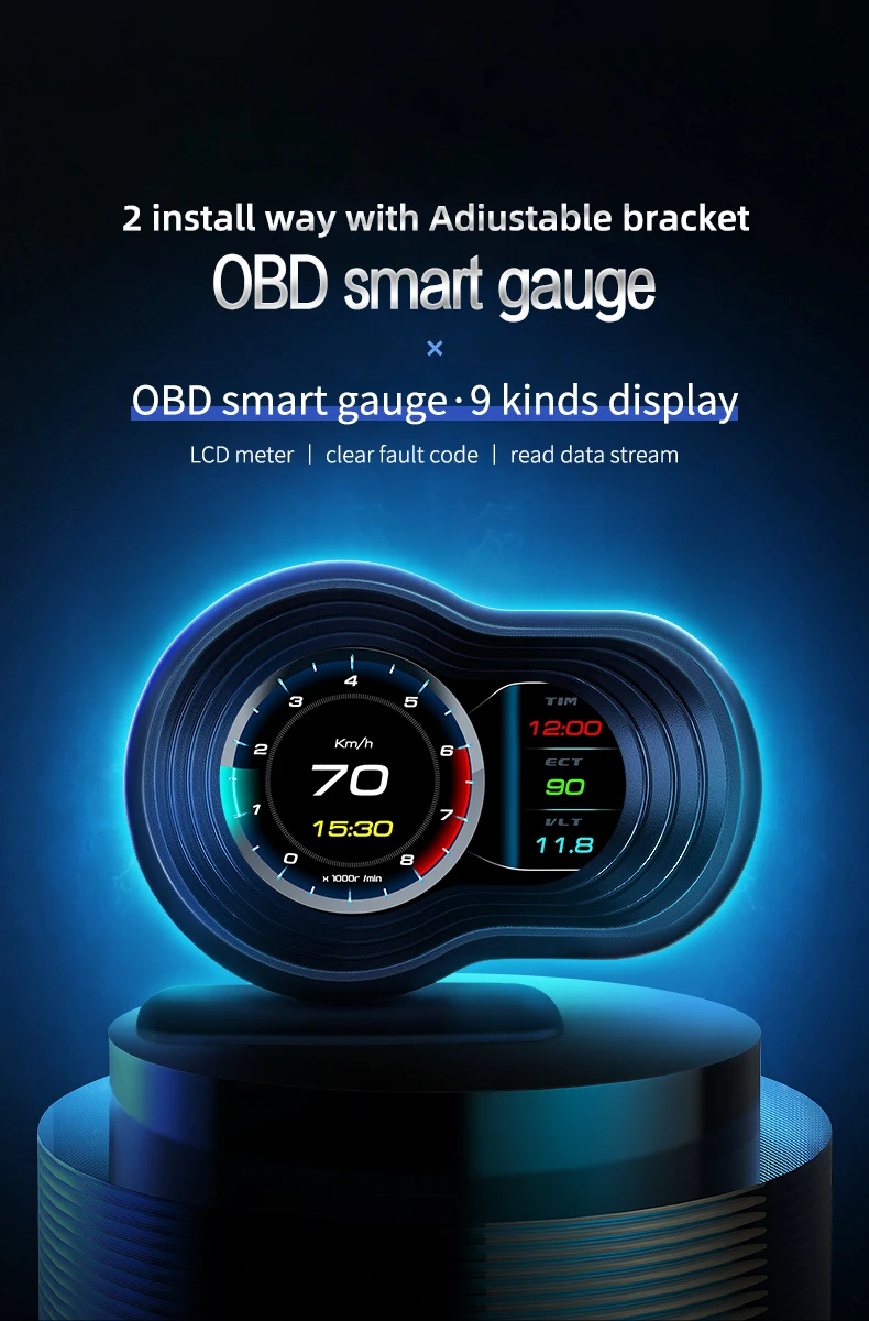 Date A501 OBD2 voiture tête haute affichage HUD voiture intelligente eau et huile température Turbo RPM jauge numérique odomètre alarme de sécurité compteur automatique