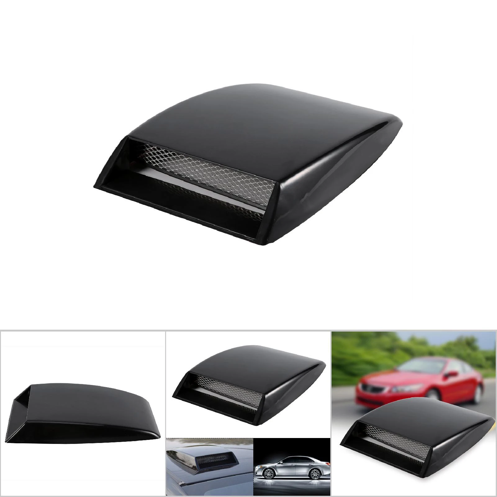 Air Flow Intake Scoop Hood Universal Car Decorative ABS Grille Mesh Bonnet Vent Cover Hood Sticker Car Styling Universal