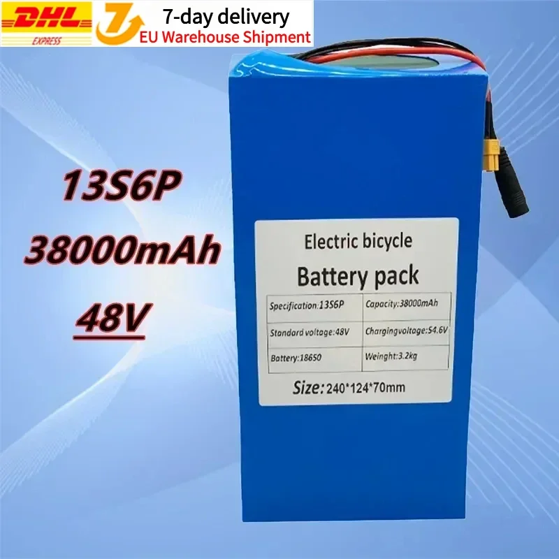 Free Delivery Hot Selling 48V 38ah 13s6p Lithium Battery Pack 48V 38000mAh 2000W Large Capacity Battery Pack, Built-in 50A BMS