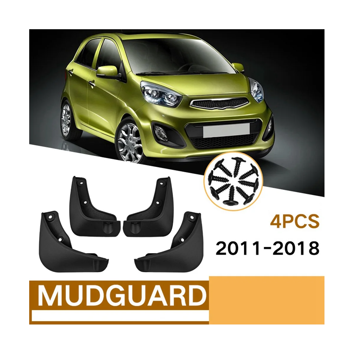 4Pcs Car Mud Flaps for Kia Picanto 2011-2018 Mudguards Fender Mud Guard Flap Splash Flaps Accessories