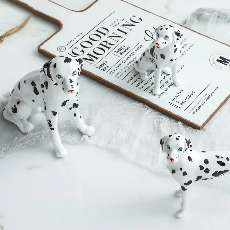Dalmatians Sculpture Desk Decoration Ornaments Dog Statue Ceramic Crafts Modern Home Decor Artwork Room Aesthetics Dog Statuette
