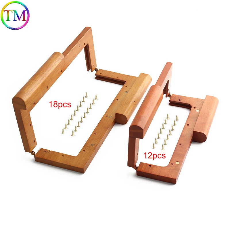 1-5Pcs 21.7cm/27.5cm Solid Wood Frames Wooden Bag Handle Tote Bags Square Wood Handle For Handbag Purse Parts Accessories