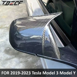 Real Carbon Fiber For Tesla 2019-2023 Model 3 2019-2023 Model Y Rearview Mirror Shell Diffuse Tesla Dry Carbon Fiber Accessories