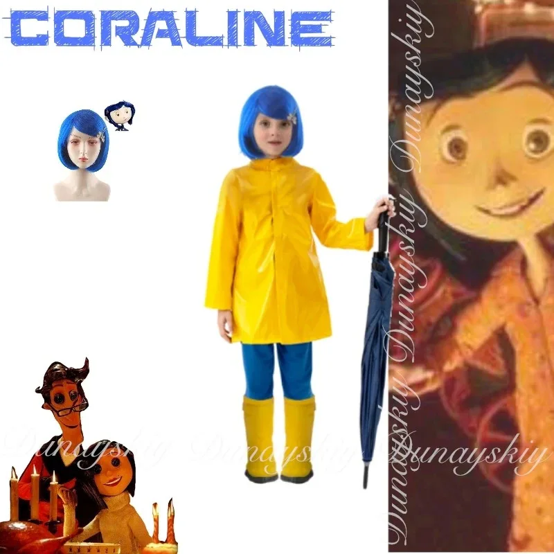ชุดคอสเพลย์คอรัลไลน์ DY20Coraline Y La Puerta Secreta ภาพยนตร์ Coraline และ "พ่อแม่ของเธอ" พร้อมครอบครัว ชุดคอสเพลย์อนิเมะครบชุด