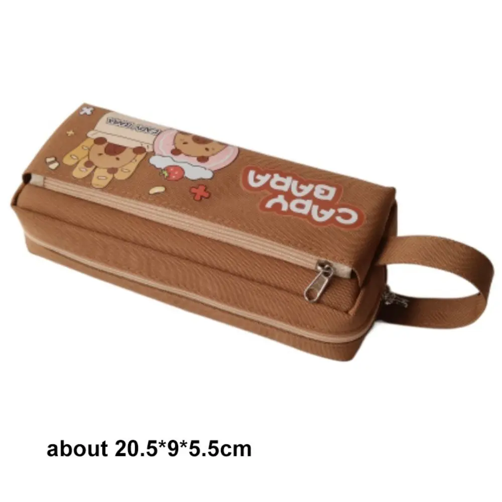 Portable Oxford cloth Capybara Pen Bag Large Capacity Cartoon Stationery Storage Bag Multi-function Kawaii Pencil Case Universal