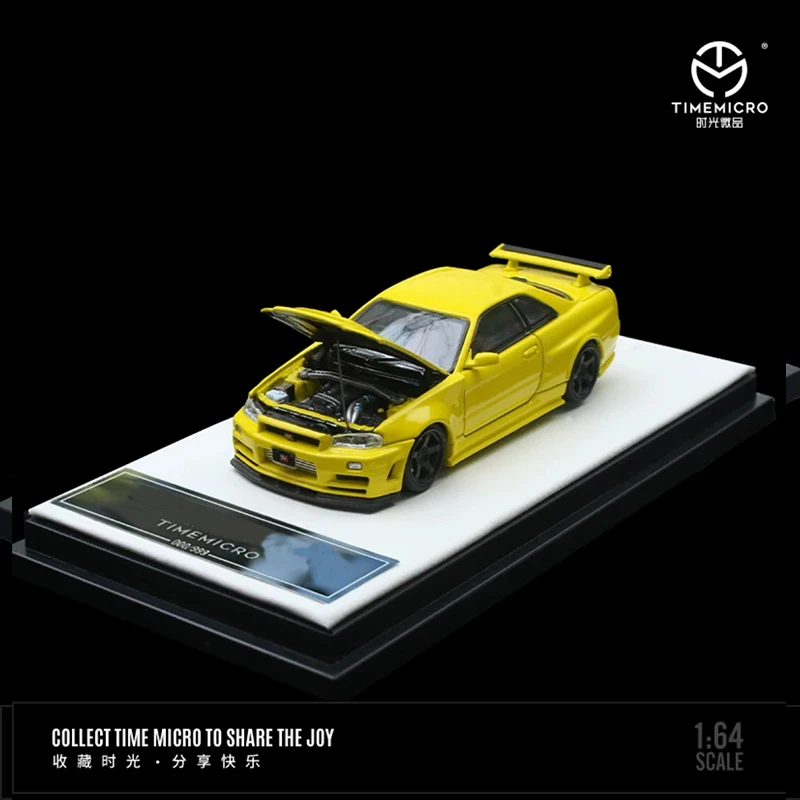TM In Stock 1:64 Skyline GTR R34 Z Tune Open Hood Diecast Car