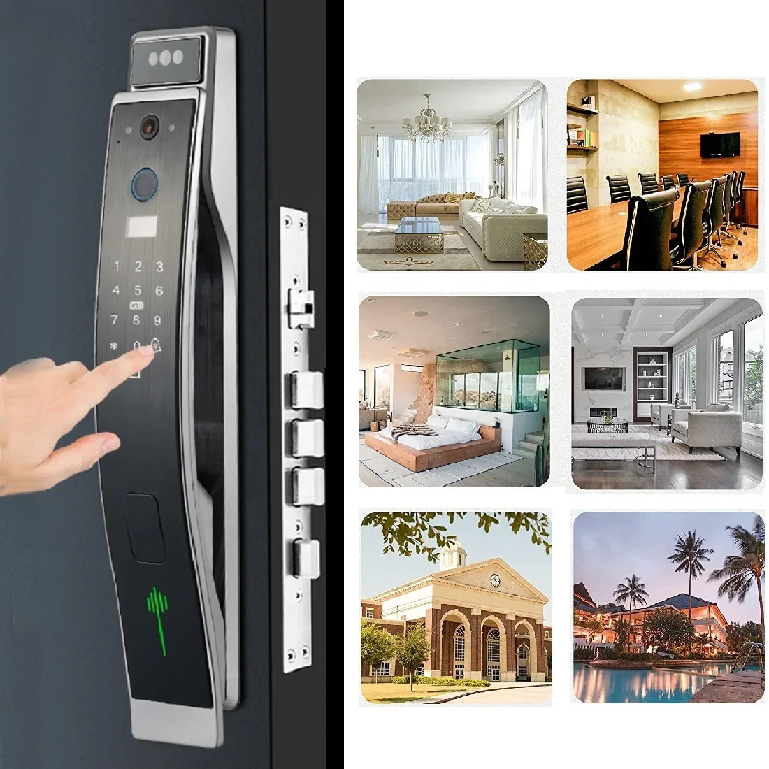 007 Rfid Passcode Biometric Video Intercom Fingerprint 3d Face Recognition Door Lock Wifi 2022 Tuya Smart Lock with Camera