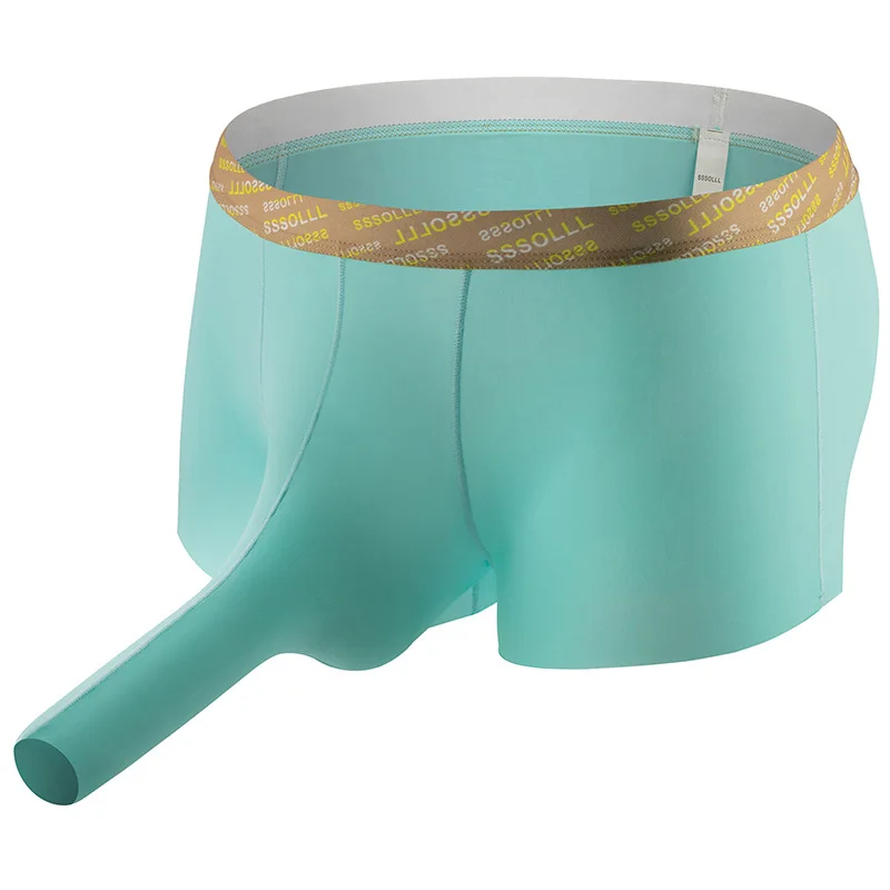 

Open Elephant Nose Lingerie Trunks Men's Sexy Separated Pouch Boxer Briefs Ice Silk Seamless Underwear Breathable Youth Panties