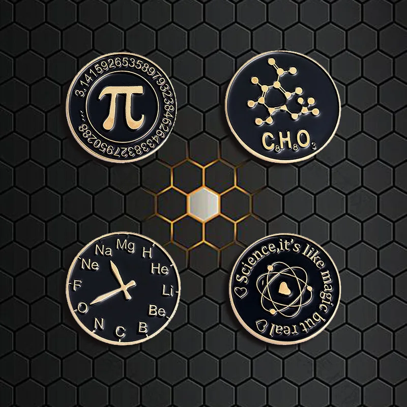

Creative Science Chemistry Math Pi Element Metal Pin Badge DIY for Clothes Shoes Scarf Tshirt Jeans Bookbag Accessory