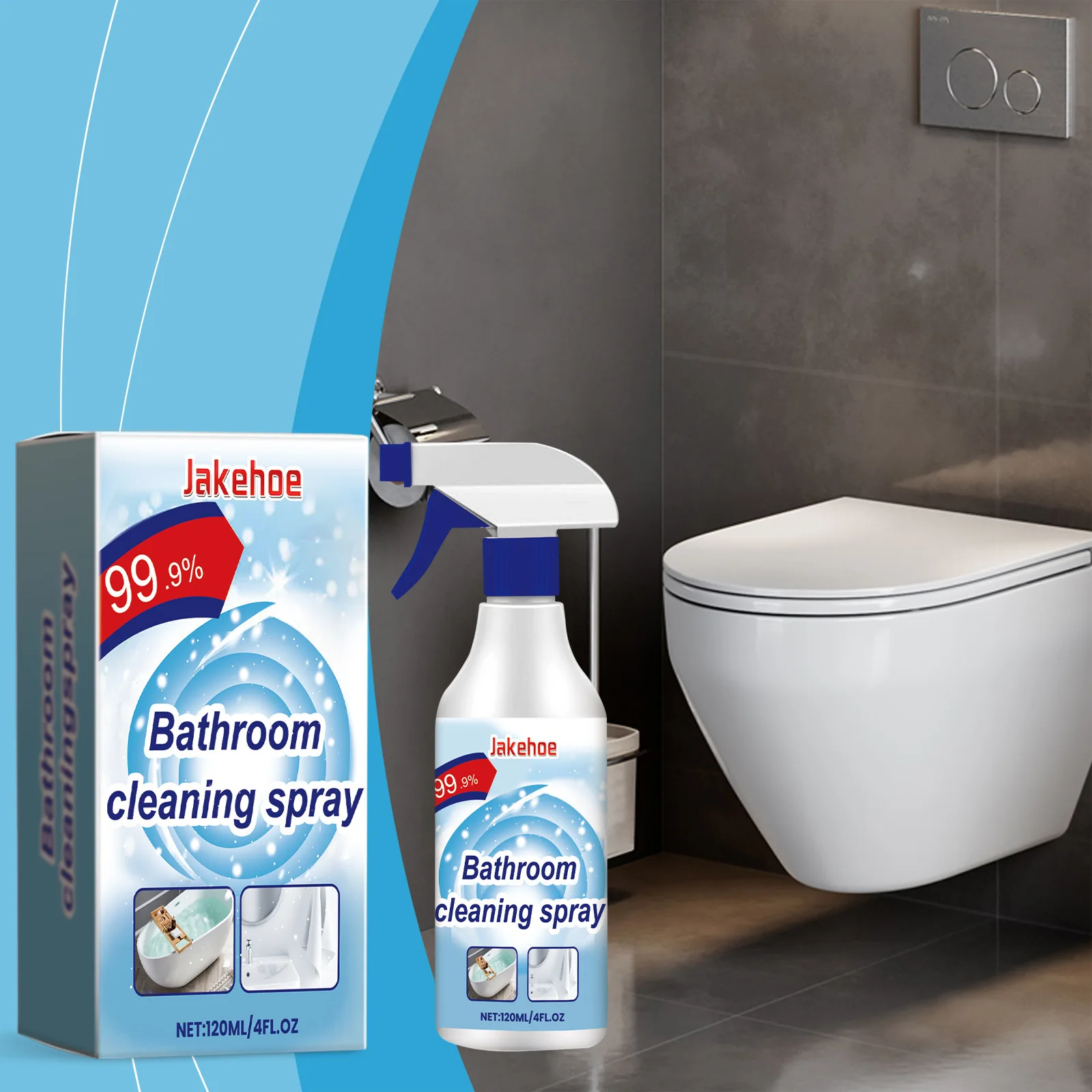 

Bathroom Cleaning Spray – Multi-Surface Cleaner for Tiles, Faucets & Mirrors, Removes Stains & Limescale, Fresh Scent, 120ml
