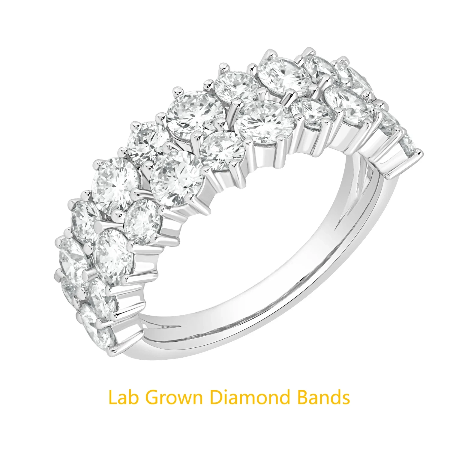 

2.2Ctw Round Cut Lab Grown Diamond DEF VS-VVS Womens Two Row Wedding Band In Platinum 950 Anniversary Gift For Her