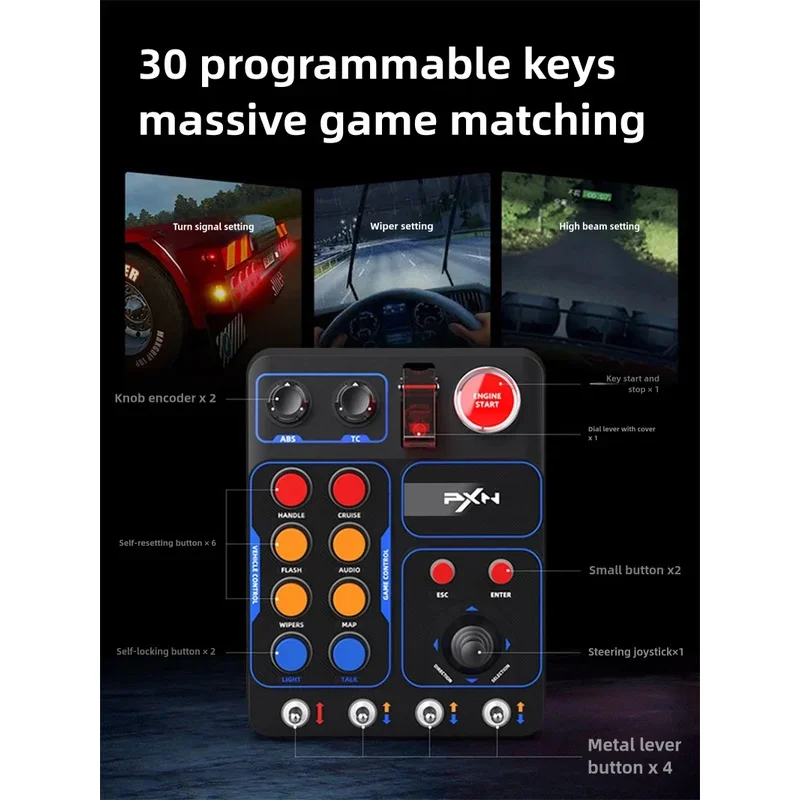 PXN CB1 Simulation Racing Zentrale Steuerung Box Multifunktionale Schlüssel Control Box RGB Für EURO Lkw Simulator Racing Spiel Zubehör