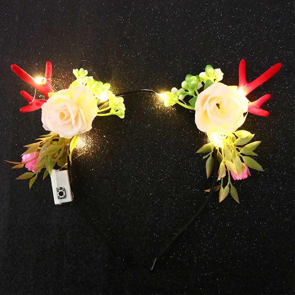

Head Wear Christmas Hair Hoop Photo Props Festival Decoration Fairy Deer Ear Elk Ears Headband Women Hair Wear Glowing Headband