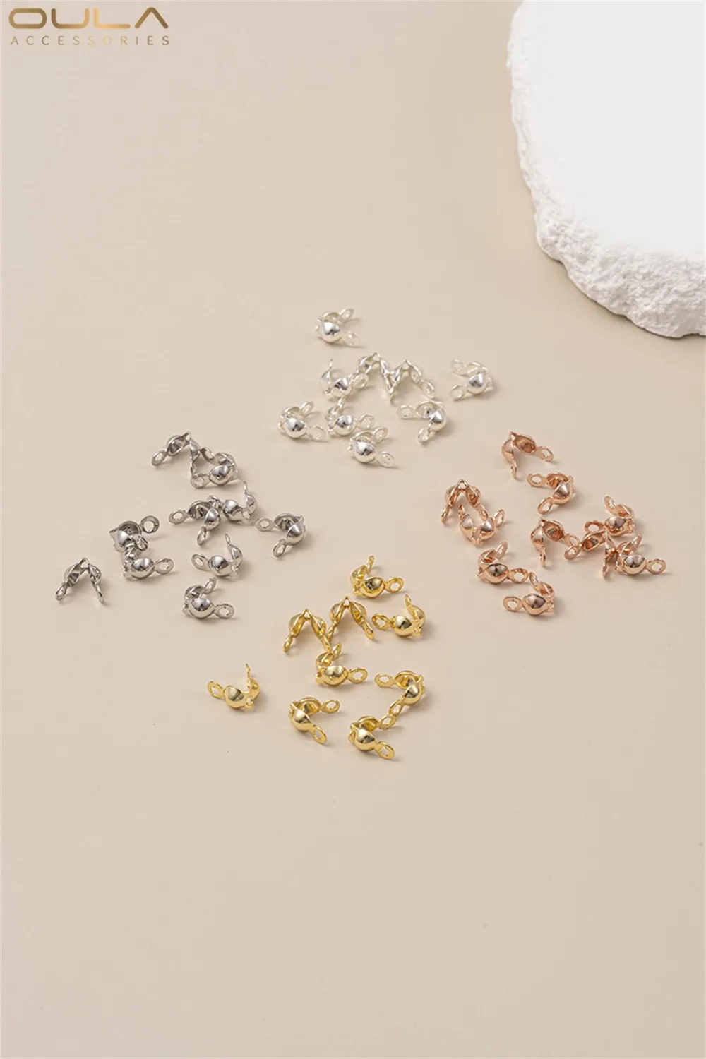 10pcs 18K Gold-plated Silver Bag Buckle, Bead Buckle, Chain, Rope Clip, End Buckle, Diy Handcrafted Jewelry Accessories