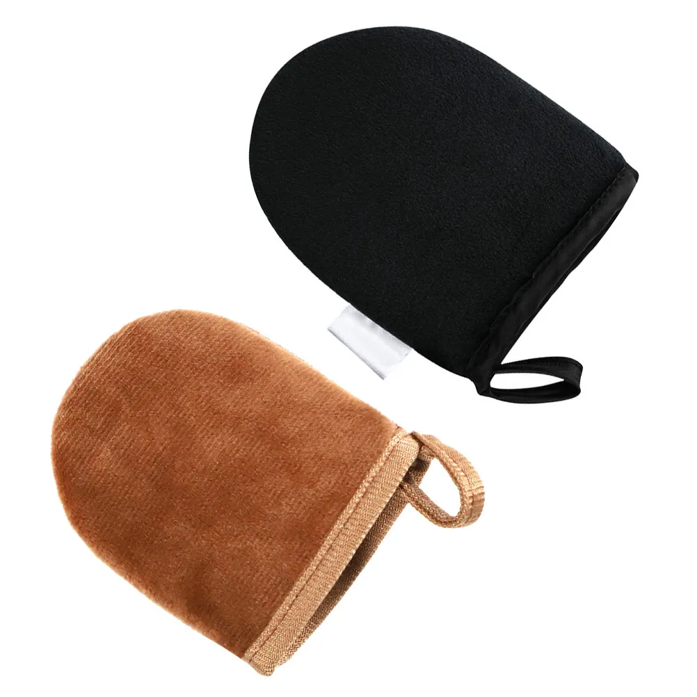 2Pcs Special Flocking Gloves Self Tanning Mitts for Indoor Home Use Black Brown Body Lotion Mousse Tanning Gloves