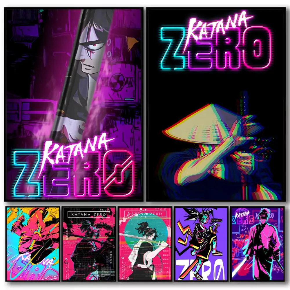 Game K-Katana ZERO  Painting Calligraphy High-Quality Cotton Canvas Poster Wall Art for Living Room Modern Coffee House Decor