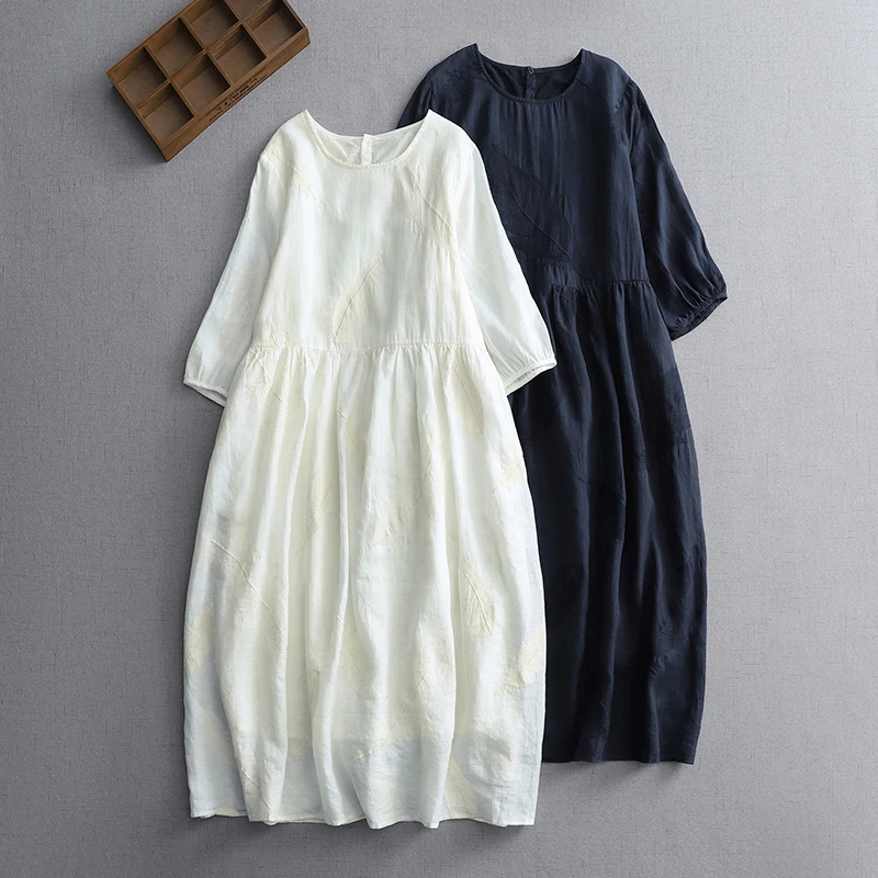 

Ele круглая и вышитая перья Svel Dr, большие размеры, женская хлопковая летняя длинная юбка трапециевидной формы на пуговицах Ba