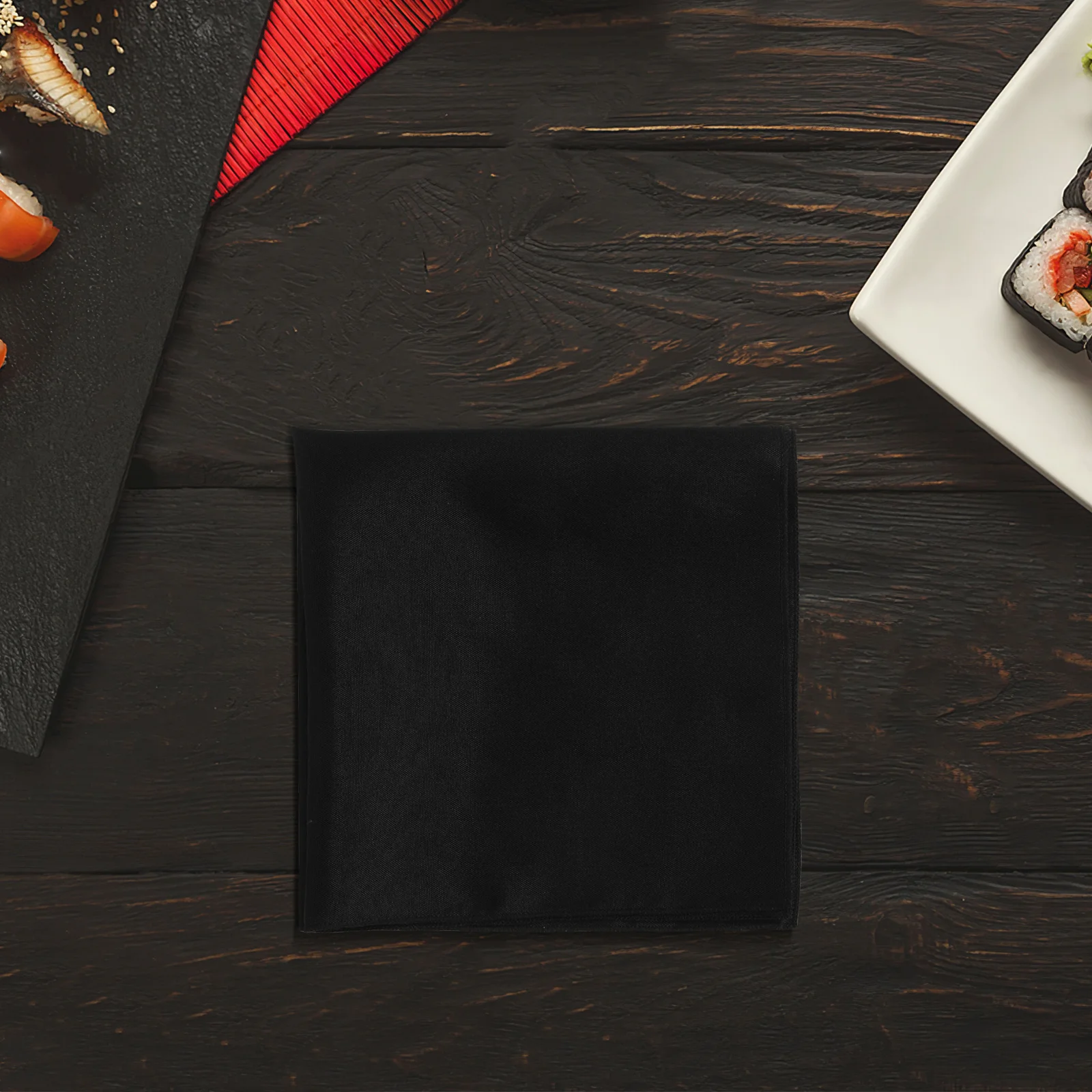

4Pcs Black Cloth Napkins 17x17inch Reusable Washable Polyester Dinner Napkins Wedding Party Banquet Table Setting