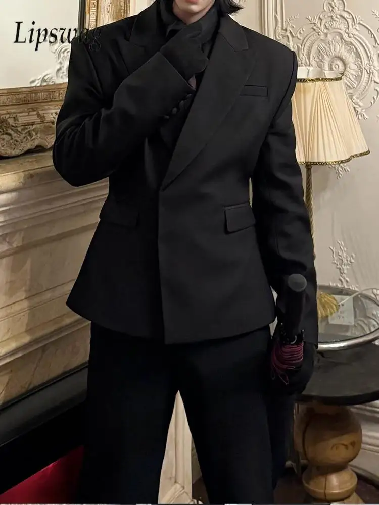 

Стильный пиджак с отложным воротником, куртка, пальто, мужские осенне-зимние новые модные двубортные костюмы, пальто, винтажная мужская верхняя одежда