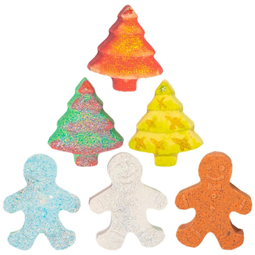 6 قطعة رجل خبز الزنجبيل ملح استحمام عيد الميلاد رغوة صغيرة دش حمام الملح مجموعة الزيت العطري الطبيعي #6