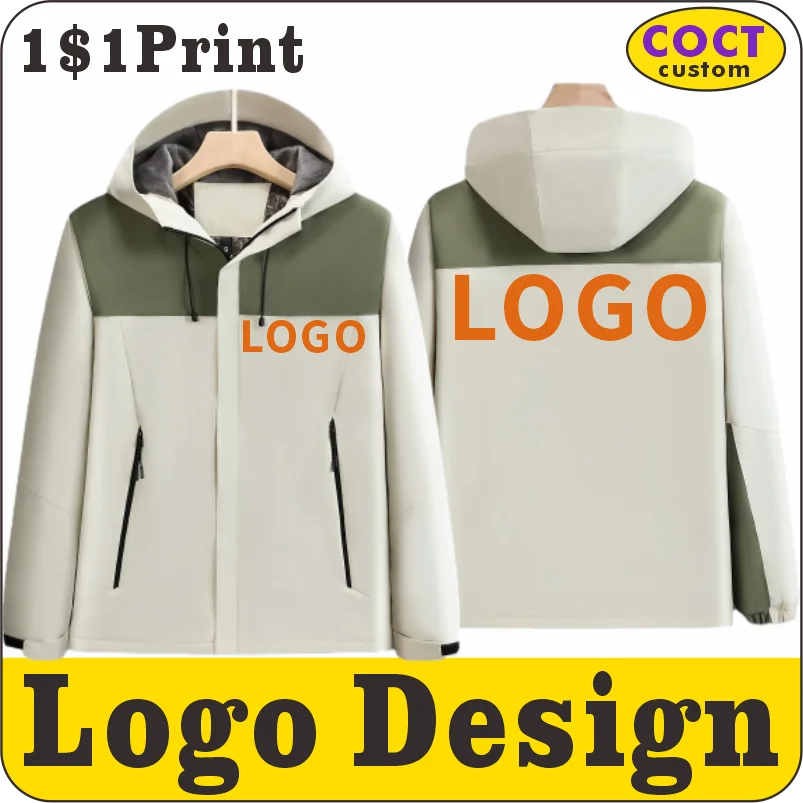 Customized Windbreaker Jacket Men Women Logo Zipper Waterproof Mountain Climbing Fishing Hiking Coat Unisex Outdoor Sportswear