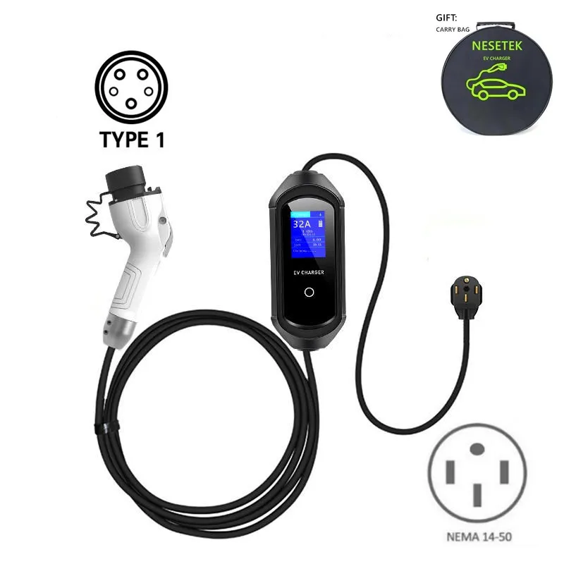 Type 1 J1772 Fast Charging Station Car Charger Level 2 NEMA 14-50 US Plug 32A 7KW  Electric Vehicles Home Portable EV Charger