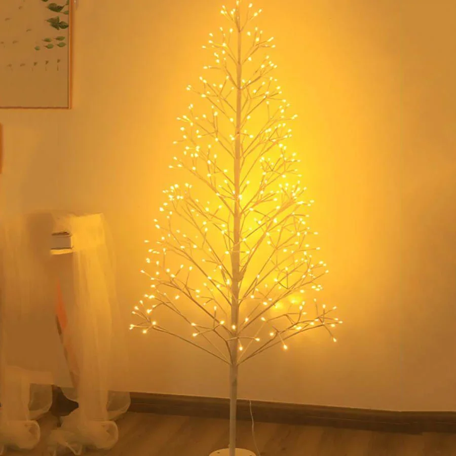 

1.5M 1.8M Lighted Twig White Alpine Tree with Fairy Lights Outdoor Light show Christmas Tree for Outdoor Christmas Holiday Decor