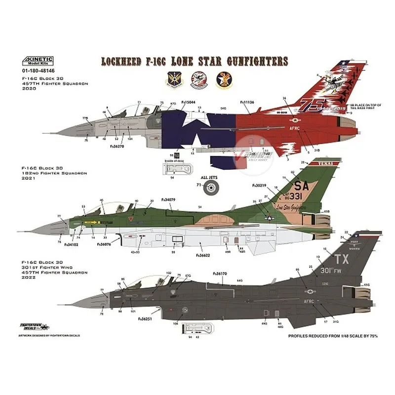 KINETIC K48146 Model Airplane 1/48 F-16C Texas ANG The Lone Star Gunfighters Model Building Kits for Military Model DIY Toys