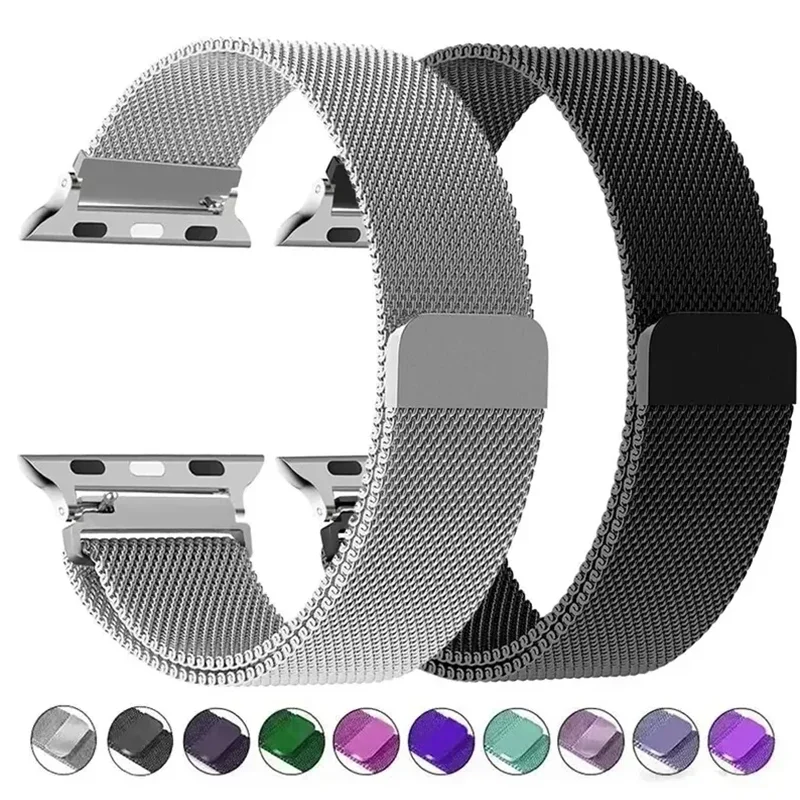 Milanese Loop Strap For Apple Watch Band 49mm 44mm 40mm 45mm 41mm Metal Stainless Steel Bracelet iWatch Series 4 5 6 7 8 9 Ultra